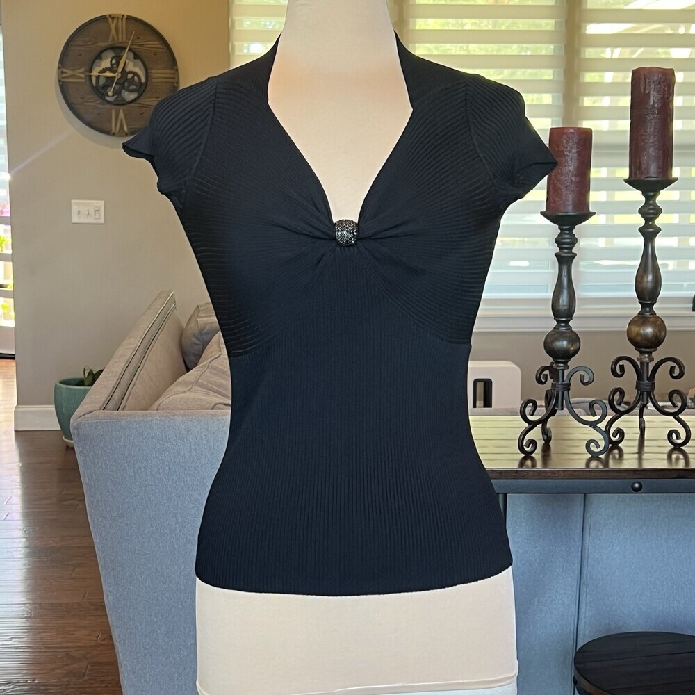 Evie V-Neck Top Sweater Petite Small Career Minimalist Quiet Luxury Coquette